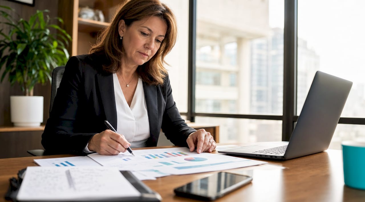 Financieel adviseur analyseert cijfers